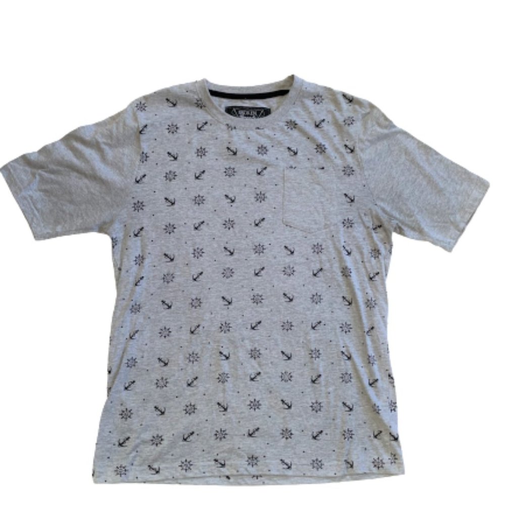 Mens BROKEN THREADS Sz Large Gray Nautical Shirt!